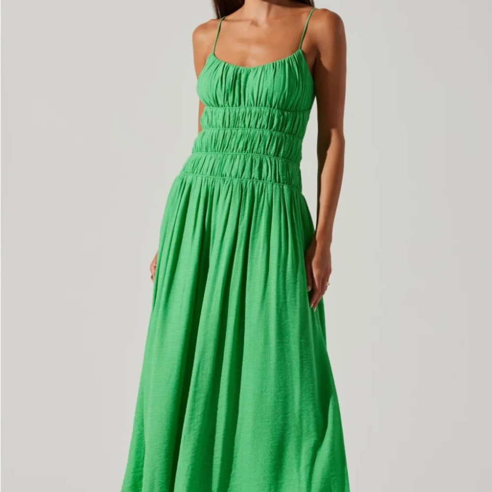 Astr the label ANDRINA SMOCKED MIDI DRESS